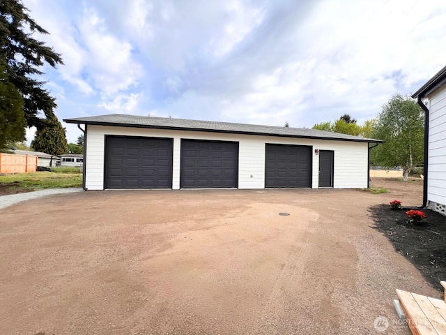 view of detached garage