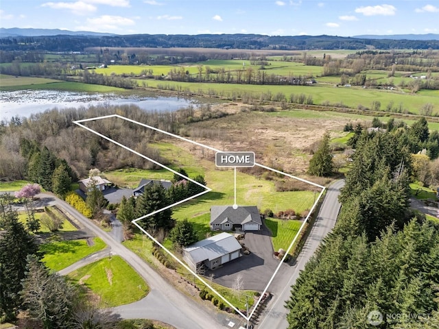 247 Devereese Rd, Chehalis, WA 98532 - aerial view of sparsely populated area featuring a nearby body of water and property boundaries highlighted
