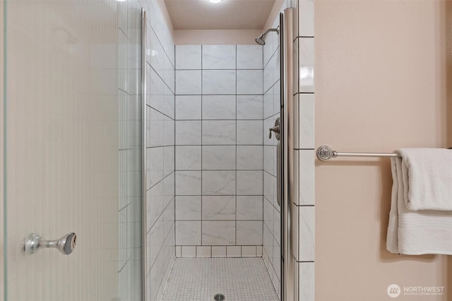 bathroom featuring a stall shower