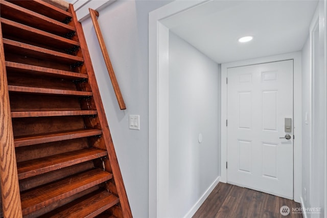 9348 54th Ave S, Seattle, WA 98118 - staircase with wood finished floors, recessed lighting, and baseboards