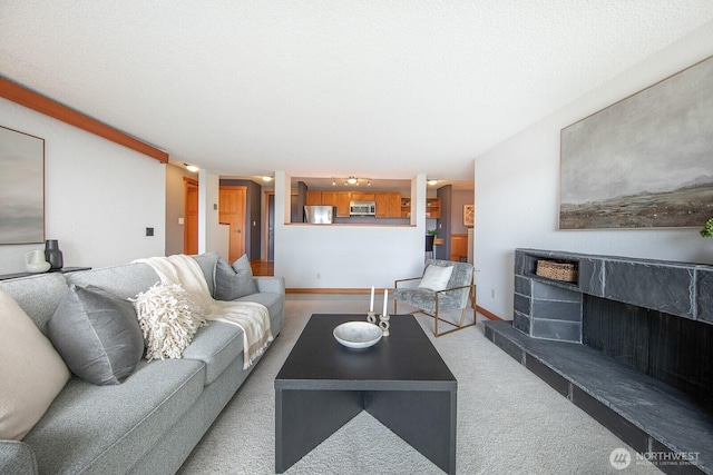 living room featuring carpet floors