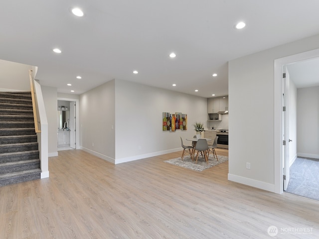 23801 100th Ave SE, Kent, WA 98031 - living area featuring stairway, light wood-style floors, and recessed lighting