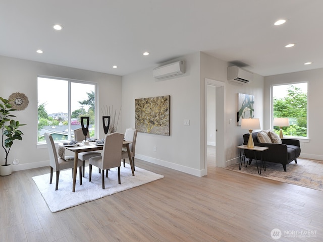 23801 100th Ave SE, Kent, WA 98031 - dining space featuring a wall mounted air conditioner, light wood-style flooring, and recessed lighting