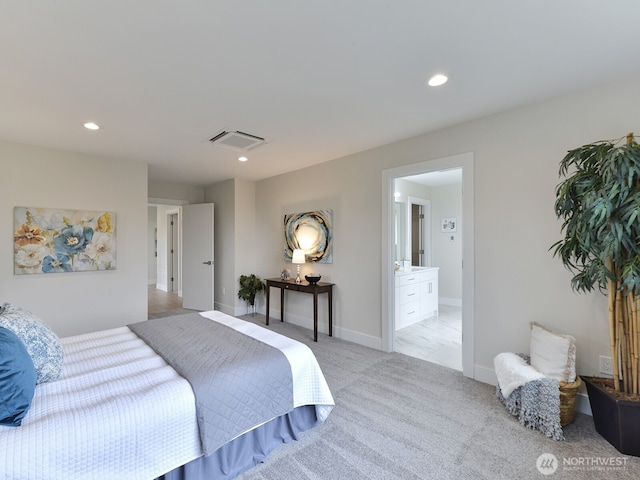23801 100th Ave SE, Kent, WA 98031 - bedroom featuring light colored carpet, recessed lighting, and ensuite bathroom