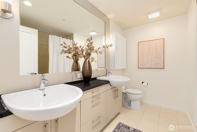 2721 1st Ave Unit 407, Seattle, WA 98121 - full bathroom with a sink, toilet, tile patterned flooring, and baseboards
