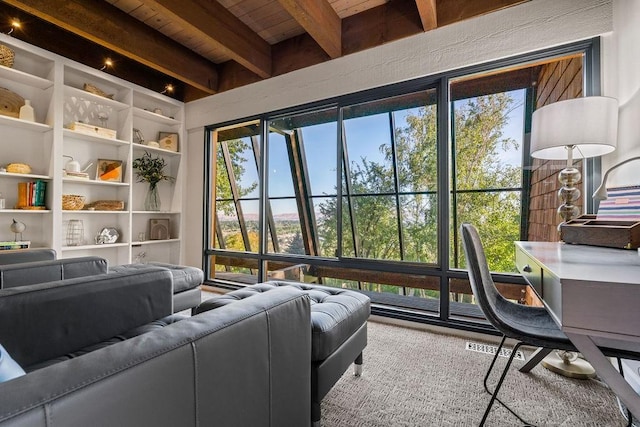 4706 Scenic Dr, Yakima, WA 98908 - sitting room featuring beamed ceiling and wood ceiling