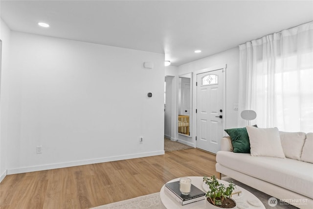2080 Thornton St, Ferndale, WA 98248 - living room featuring wood finished floors, baseboards, and recessed lighting