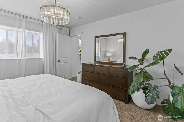 2080 Thornton St, Ferndale, WA 98248 - bedroom with multiple windows, carpet flooring, and a chandelier