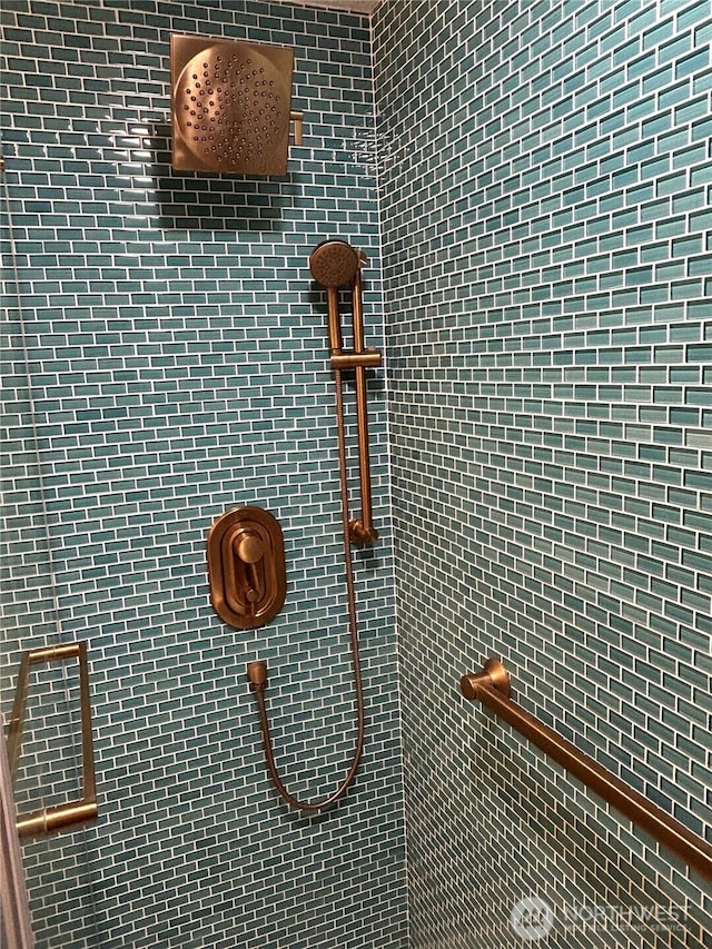 bathroom view of a tile shower