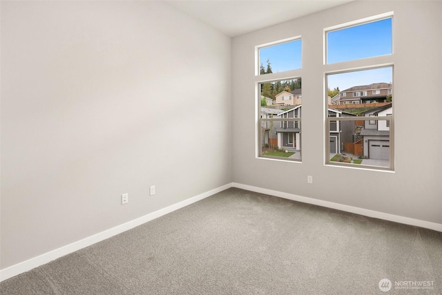 unfurnished room with baseboards and carpet flooring