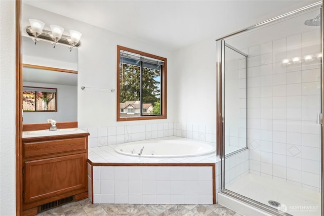 18323 23rd Dr SE, Bothell, WA 98012 - bathroom featuring a shower stall, vanity, and a bath
