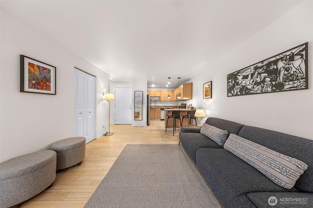 living area with light wood-style flooring