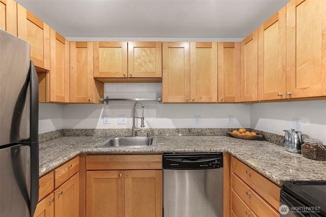 kitchen with stainless steel appliances and a sink