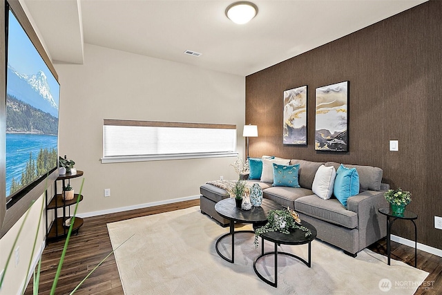 30429 121st Pl SE, Auburn, WA 98092 - living area with wood finished floors, baseboards, and an accent wall