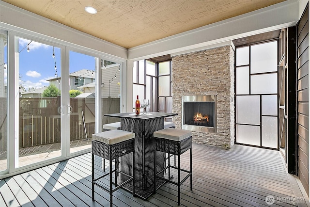 30429 121st Pl SE, Auburn, WA 98092 - sunroom / solarium featuring a stone fireplace