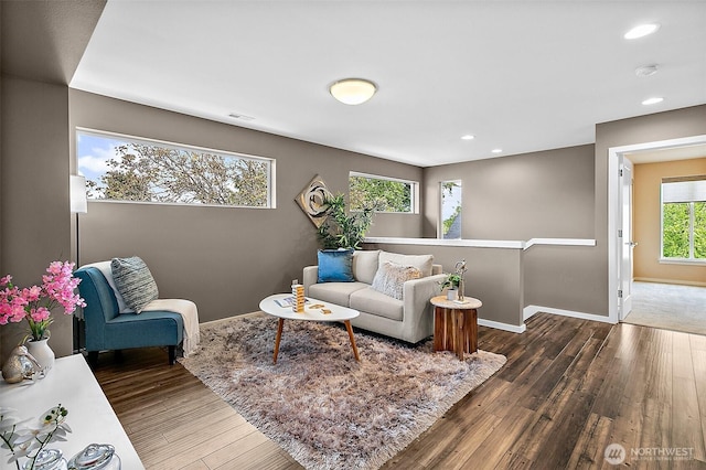 30429 121st Pl SE, Auburn, WA 98092 - living room with baseboards, wood finished floors, and recessed lighting