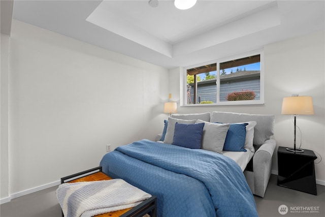 8716 Main St, Edmonds, WA 98026 - bedroom featuring a tray ceiling and a baseboard radiator