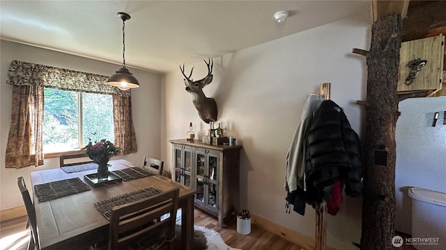 26 Newby Creek Rd, Twisp, WA 98856 - dining area with wood finished floors and baseboards