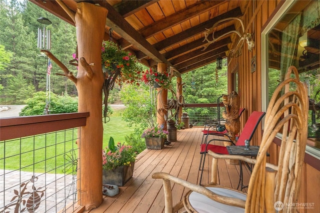 26 Newby Creek Rd, Twisp, WA 98856 - wooden porch featuring a lawn