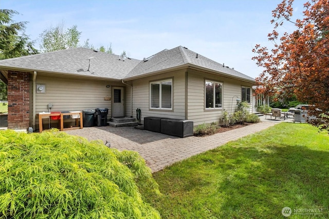 3341 Nicole Ln, Custer, WA 98240 - back of house featuring a patio, a lawn, and a shingled roof