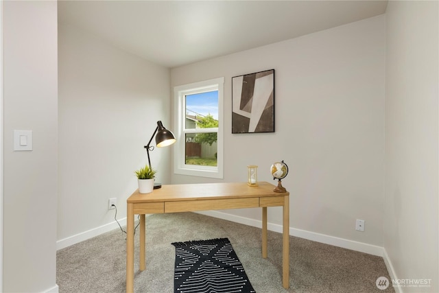 office space featuring carpet and baseboards