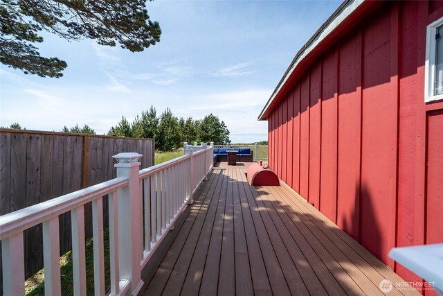 1011 231st Ln, Ocean Park, WA 98640 - wooden terrace featuring an outdoor living space