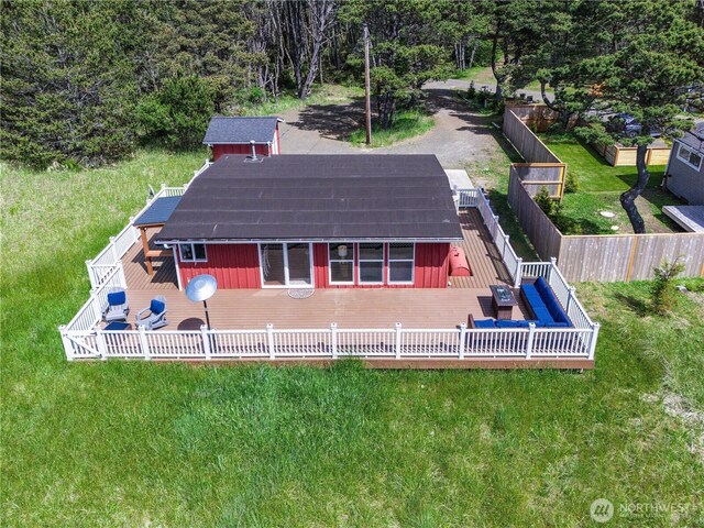1011 231st Ln, Ocean Park, WA 98640 - back of house featuring a deck and a fenced backyard