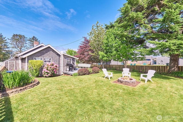 1214 Bay Ave, Ocean Park, WA 98640 - view of yard featuring a fire pit and a deck