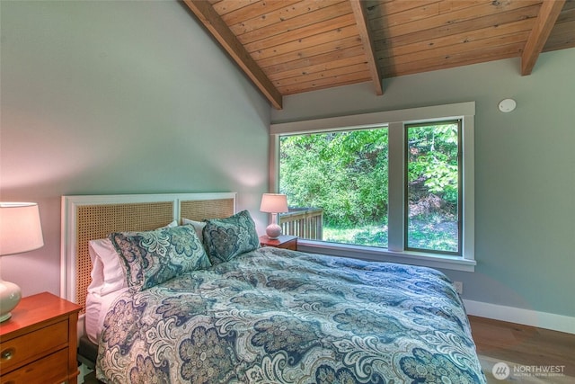 376 Killebrew Lake Rd, Orcas Island, WA 98280 - bedroom featuring wood ceiling, wood finished floors, and baseboards