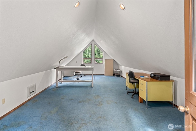 14413 139th Ave SE, Snohomish, WA 98290 - unfurnished office featuring vaulted ceiling, carpet flooring, and baseboards