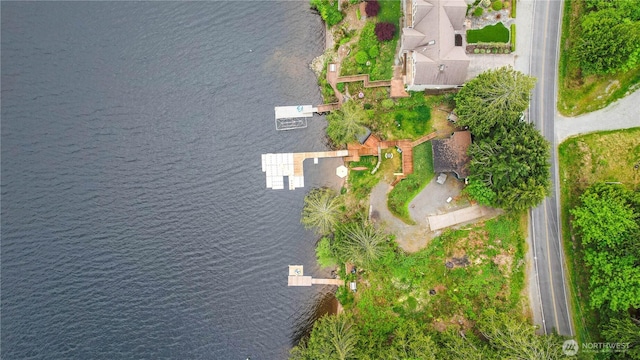 aerial view of a nearby body of water
