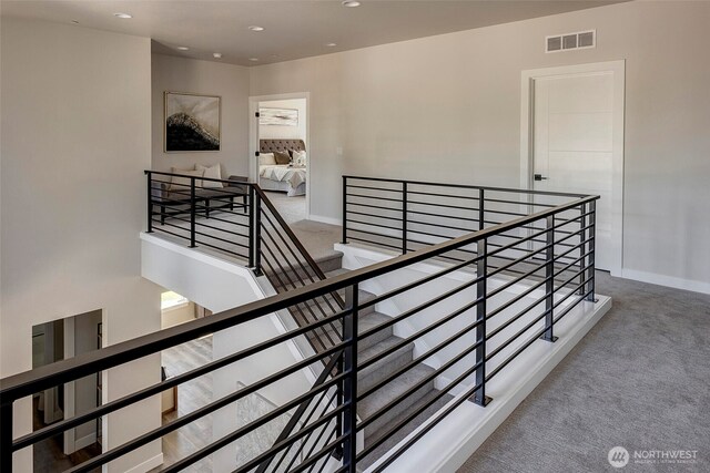 16215 Simonds Rd NE Unit 3, Kenmore, WA 98028 - staircase featuring carpet floors, recessed lighting, and baseboards