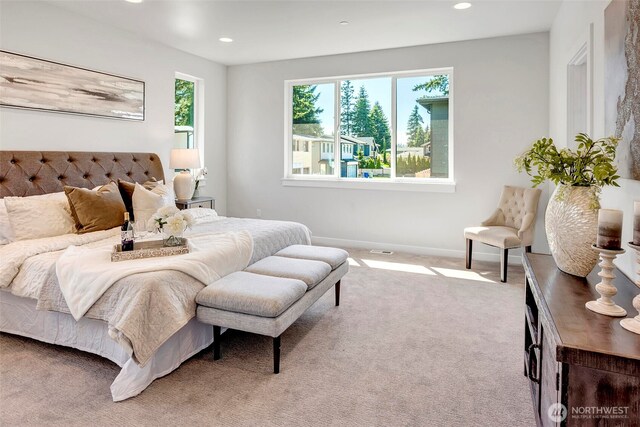 16215 Simonds Rd NE Unit 3, Kenmore, WA 98028 - bedroom featuring multiple windows, recessed lighting, baseboards, and carpet floors