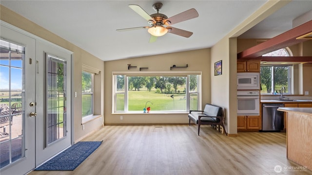 10615 SE Handicap Dr, Warden, WA 98857 - sunroom / solarium with french doors, lofted ceiling, and a sink