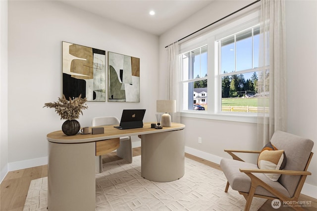 14480 133rd Pl NE, Woodinville, WA 98072 - office area with baseboards, wood finished floors, and recessed lighting