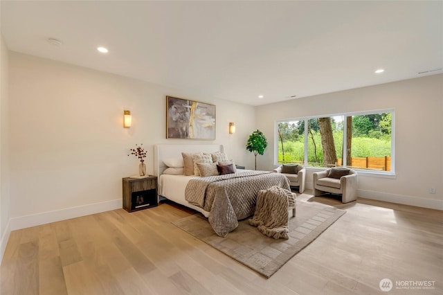12805 Ruggs Lake Rd, Everett, WA 98208 - bedroom with baseboards, light wood-style flooring, and recessed lighting