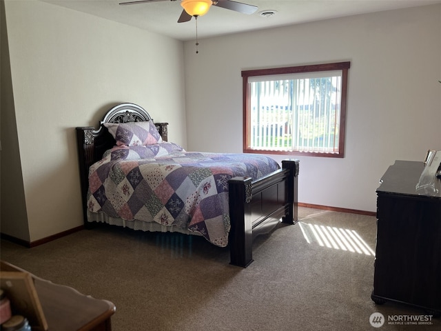 137 La Due Cemetery Rd, Onalaska, WA 98570 - bedroom featuring carpet flooring, a ceiling fan, and baseboards