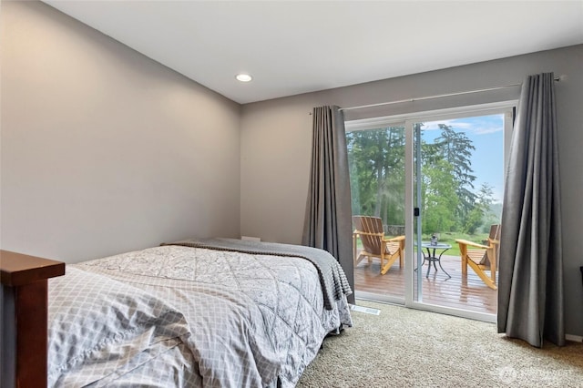 1555 Silver Lake Rd, Oak Harbor, WA 98277 - bedroom with access to outside, carpet, and recessed lighting