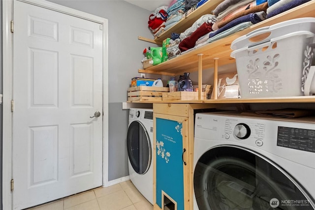 1555 Silver Lake Rd, Oak Harbor, WA 98277 - laundry room with washing machine and dryer and tile patterned floors