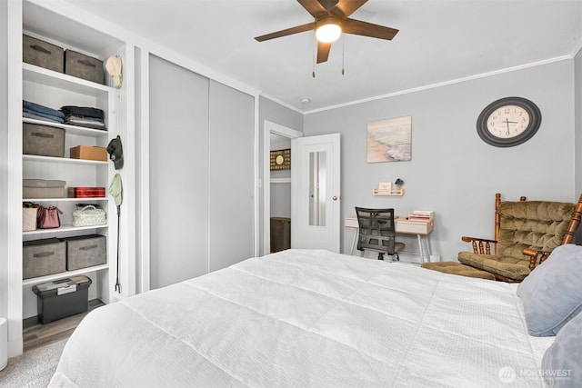 1060 Peace Portal Dr, Blaine, WA 98230 - bedroom with ornamental molding and ceiling fan