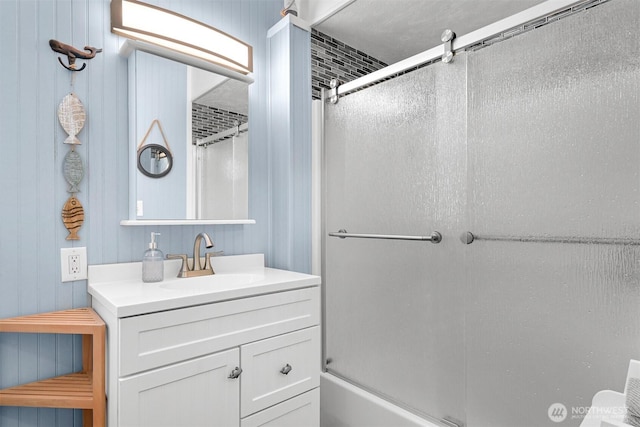 1060 Peace Portal Dr, Blaine, WA 98230 - bathroom with vanity and combined bath / shower with glass door