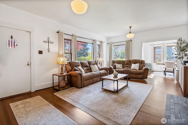 3708 N Madison St, Tacoma, WA 98407 - living area with dark wood-style floors and baseboards