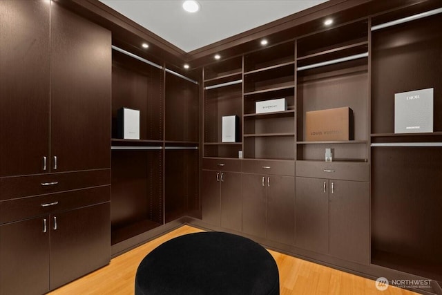 spacious closet with light wood finished floors