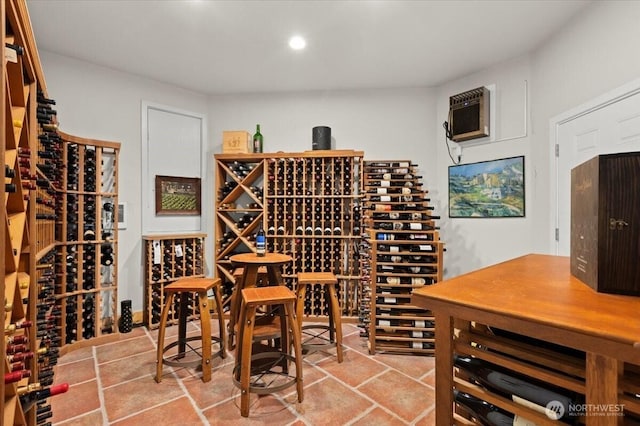 wine area with recessed lighting