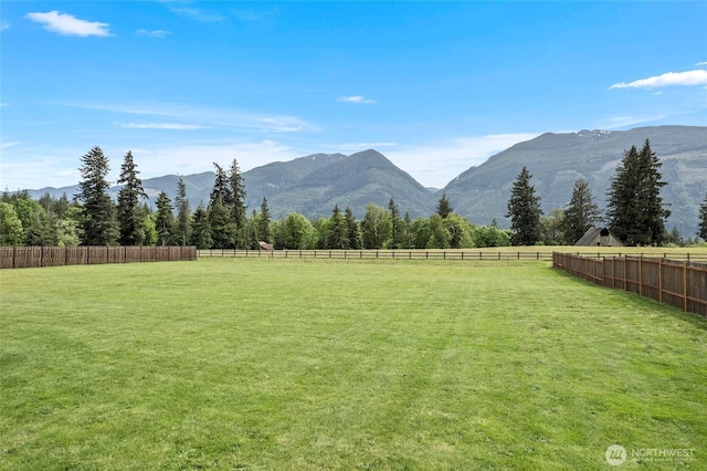 view of mountain background with rural landscape
