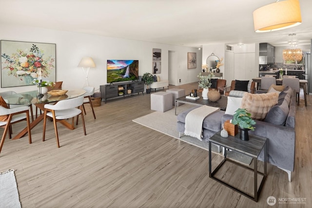 living room with light wood-style floors