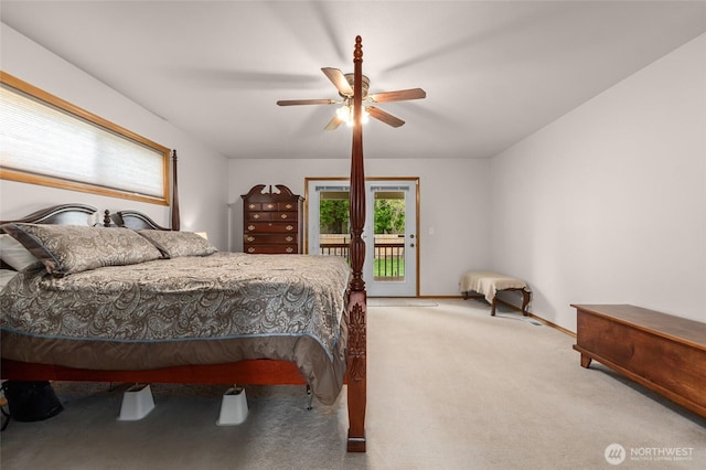 995 S Miner St, Colville, WA 99114 - bedroom featuring access to exterior, carpet, ceiling fan, and baseboards