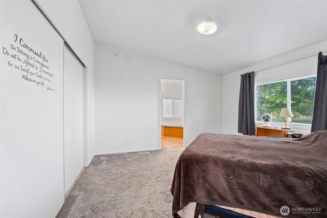 5211 S Aspen, Spokane, WA 99224 - bedroom featuring carpet floors, vaulted ceiling, connected bathroom, and baseboards