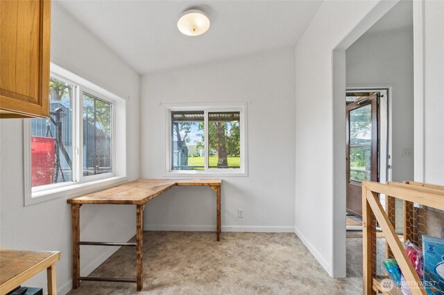 5211 S Aspen, Spokane, WA 99224 - unfurnished office with light carpet, lofted ceiling, and baseboards