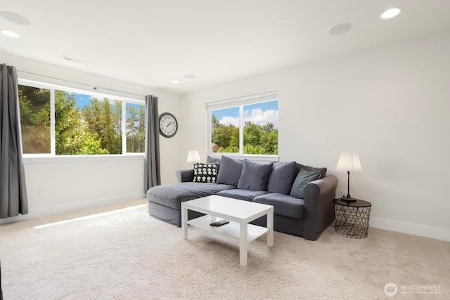 28611 NE 155th St, Duvall, WA 98019 - carpeted living area with plenty of natural light, baseboards, and recessed lighting